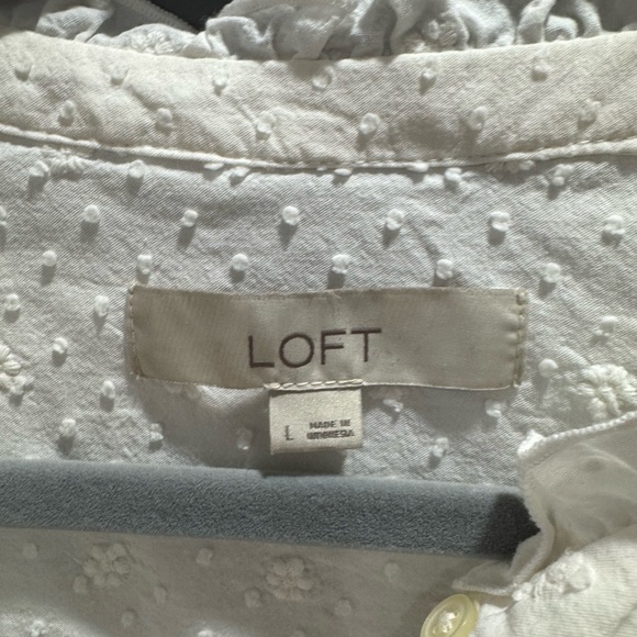 LOFT White Ruffle Sleeve Top - Picture 5 of 10